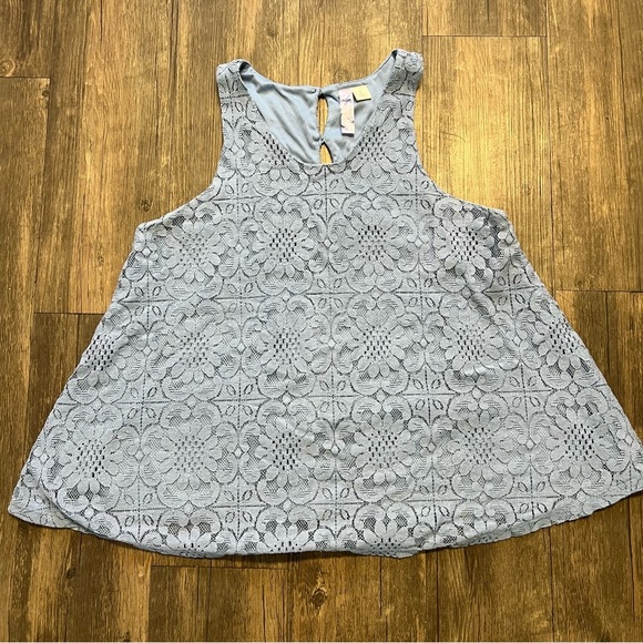 Alya Lace Tank Top Periwinkle Blue Lined Button Back Closure Sleeveless Top L - Picture 5 of 14